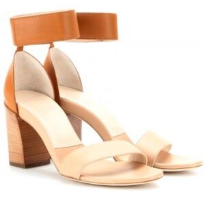 CHLOE Color block beige & nude ankle strap Leather Sandals